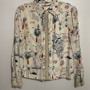 Tory Burch Floral and Abstract Print Blouse